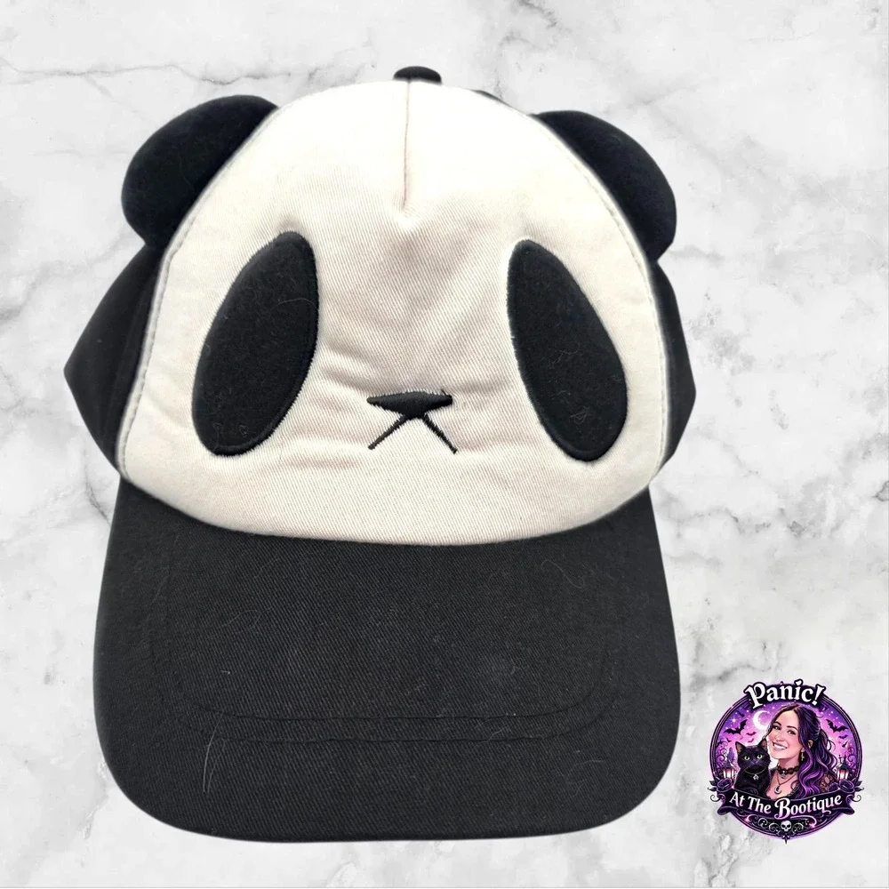 Panda Baseball Cap Kids OSFM Cotton Black White 3D Ears Animal Hat Zoo Sun Block